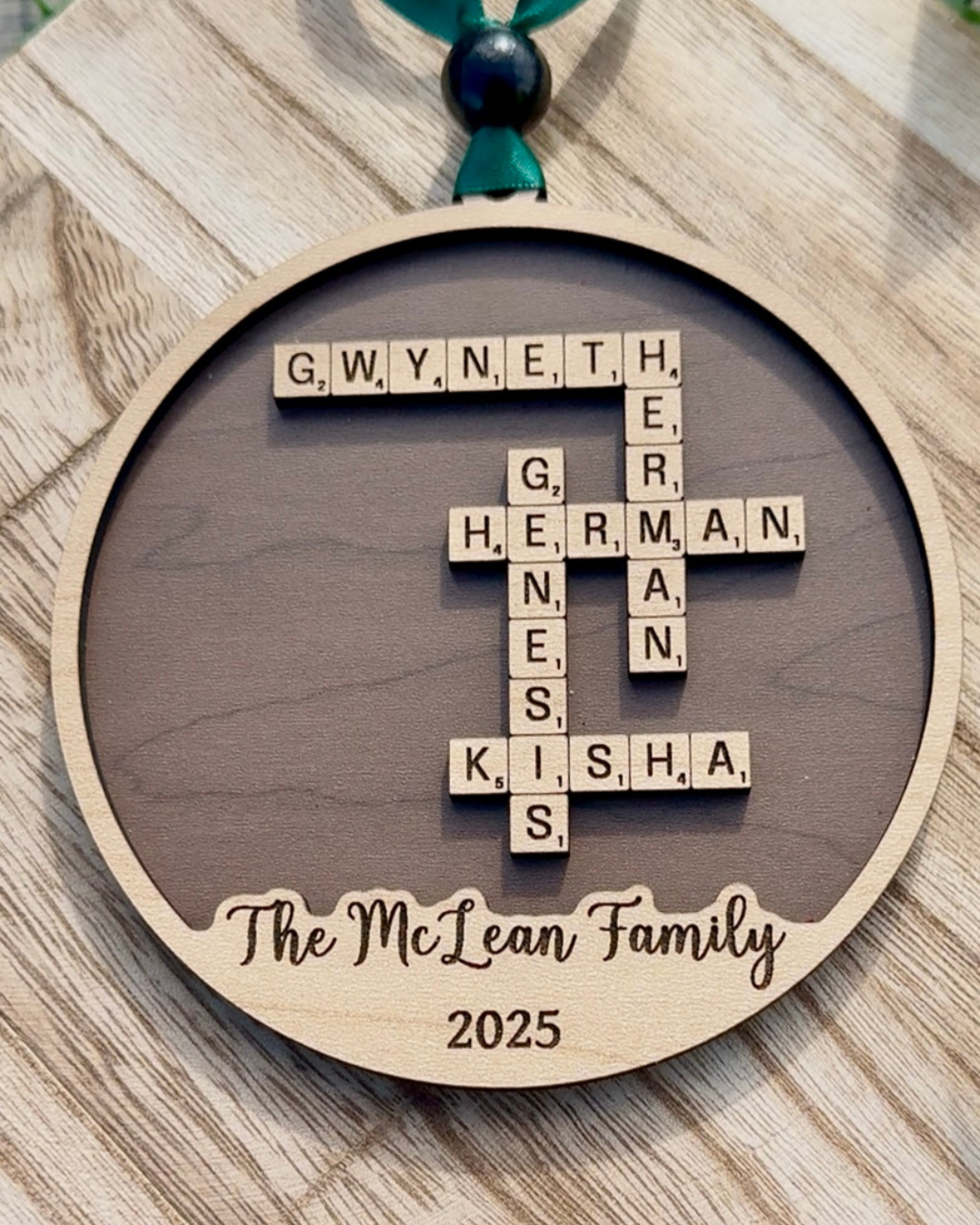 Crossword Family Name Ornament