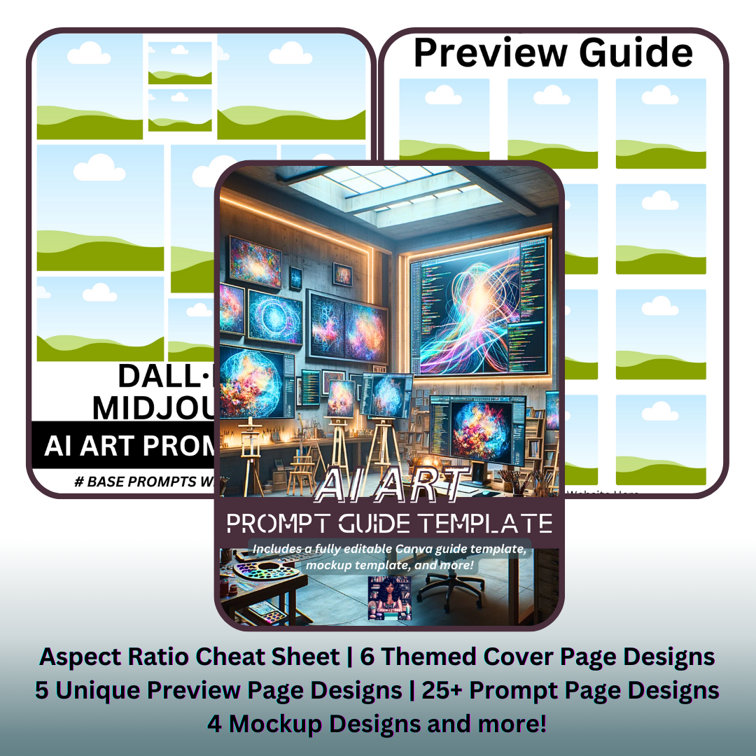 AI Art Prompt Guide Template with Mockup Templates | Digital Download