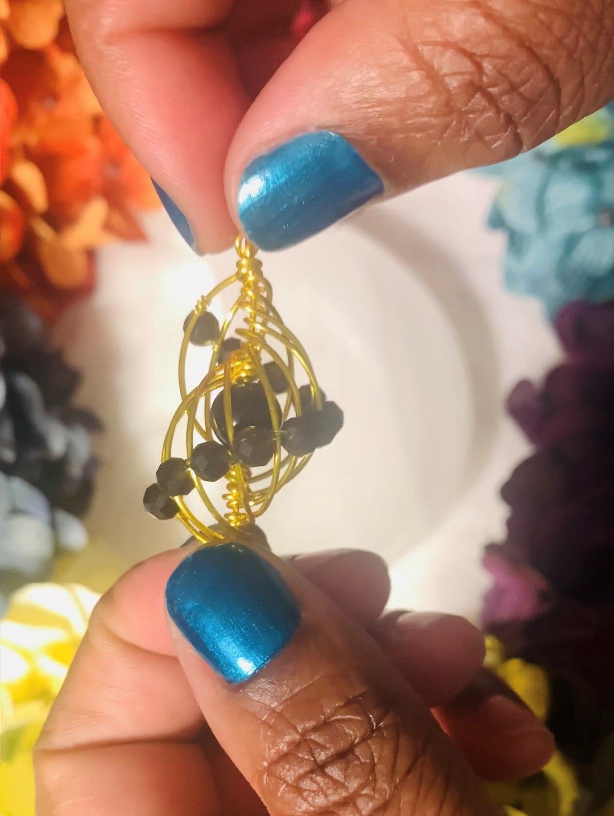 Black Obsidian and Golden Sheen Obsidian Pendant (Wire Wrapped)