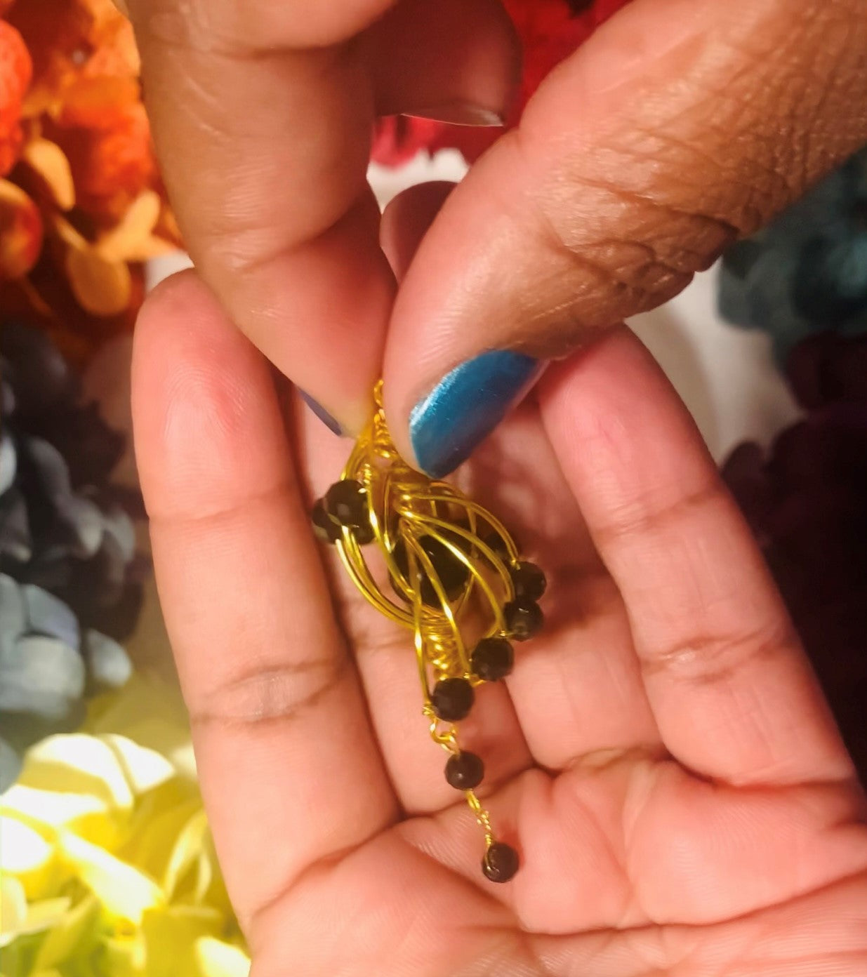 Black Obsidian and Golden Sheen Obsidian Pendant (Wire Wrapped)