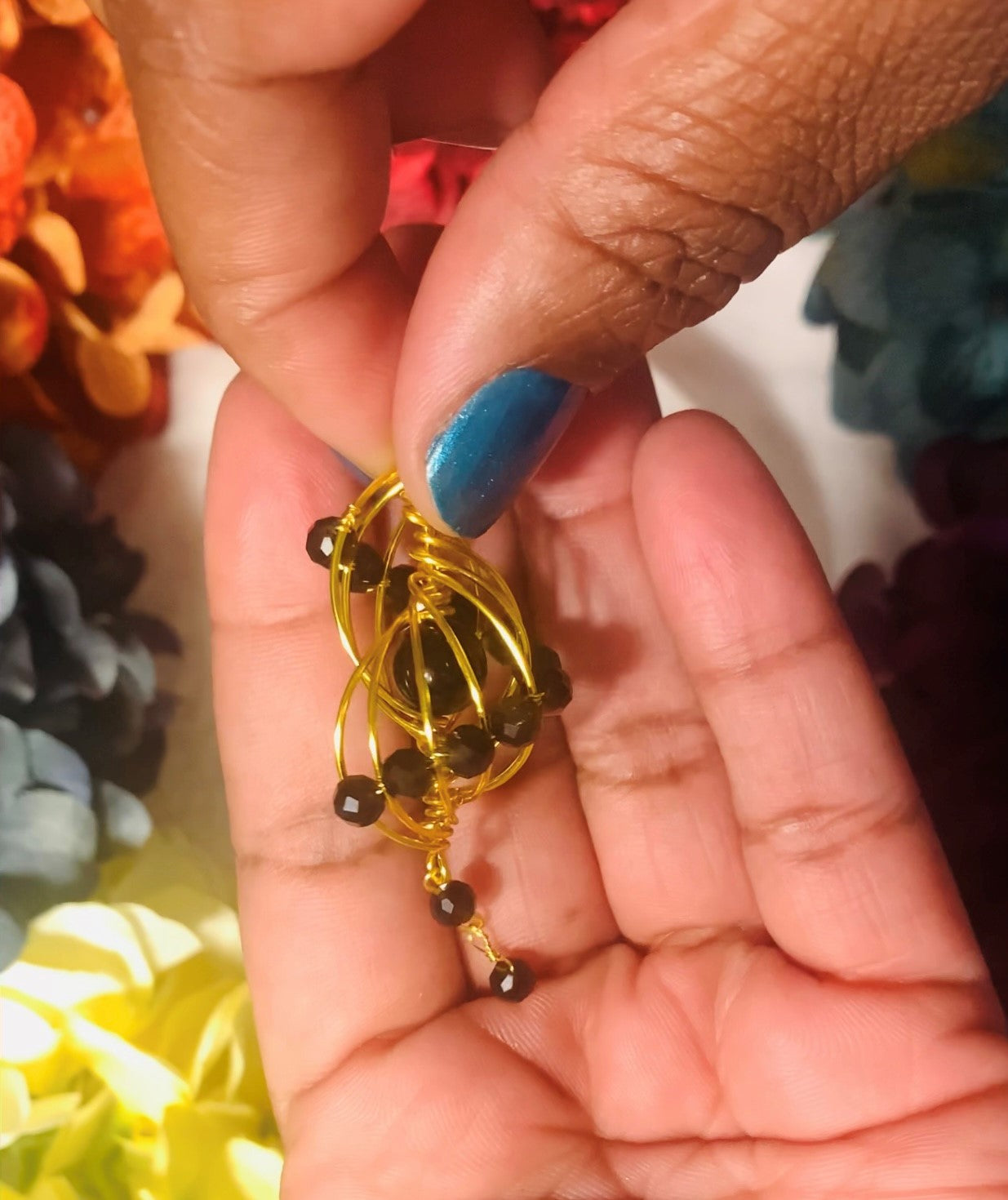 Black Obsidian and Golden Sheen Obsidian Pendant (Wire Wrapped)