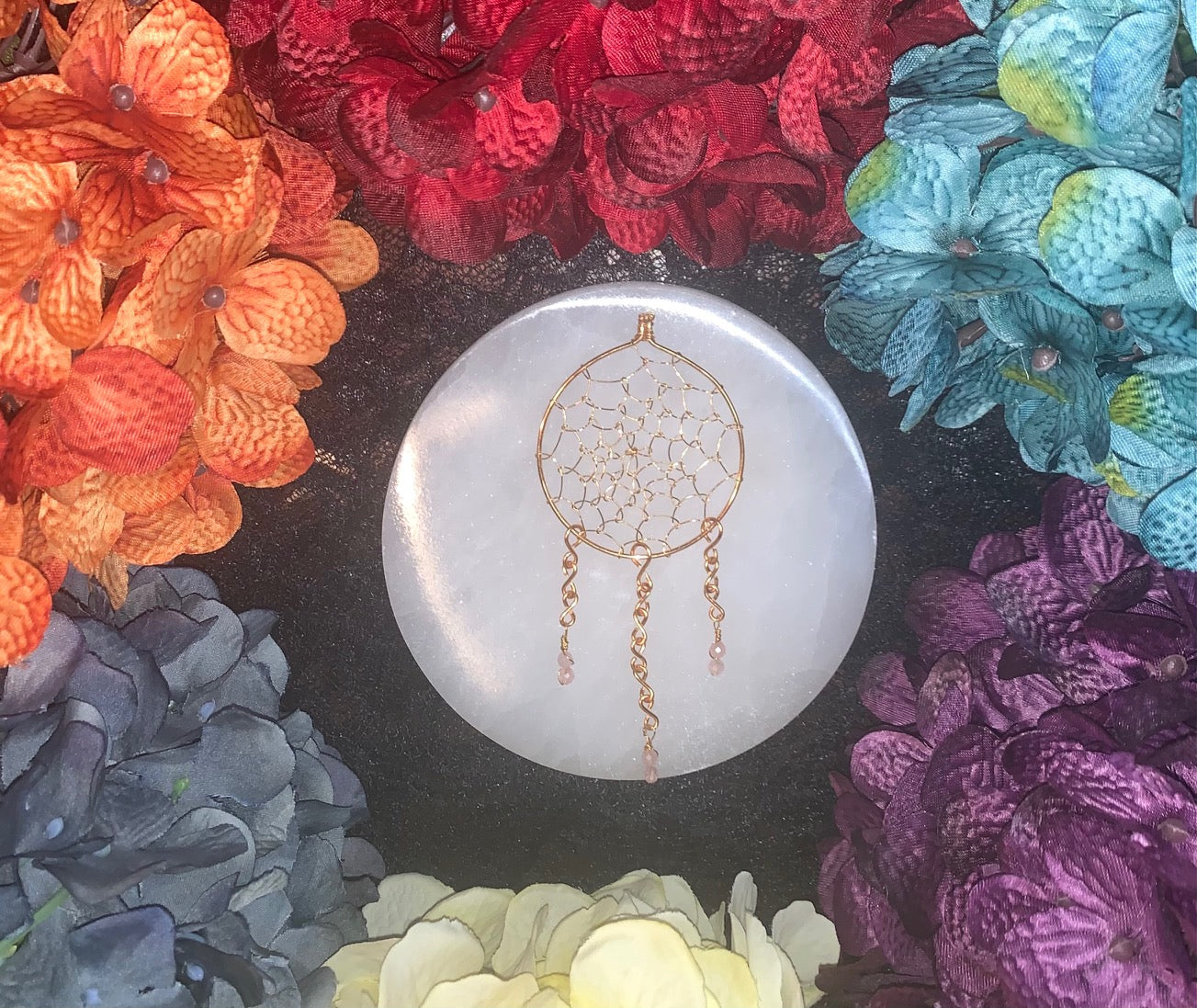 Rose Quartz Dreamcatcher Pendant