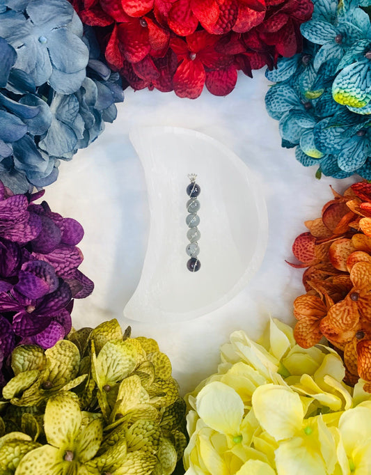 Garnet and Icy Gray Labradorite Pendant