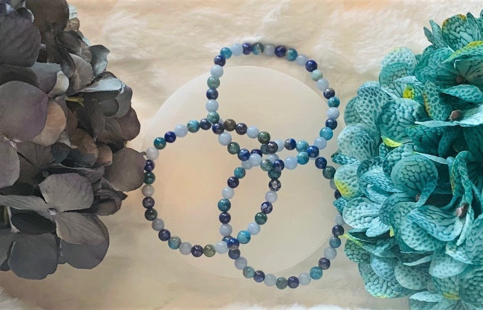 Angelite, Apatite, and Lapis Lazuli Bracelet