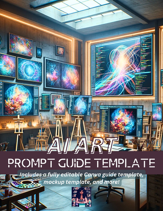 AI Art Prompt Guide Template with Mockup Templates | Digital Download