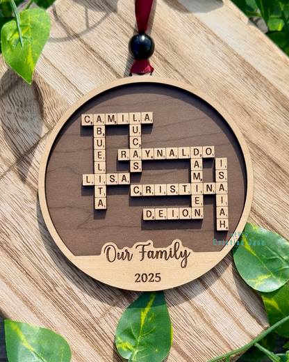 Crossword Family Name Ornament