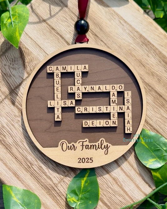 Crossword Family Name Ornament