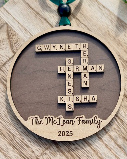 Crossword Family Name Ornament